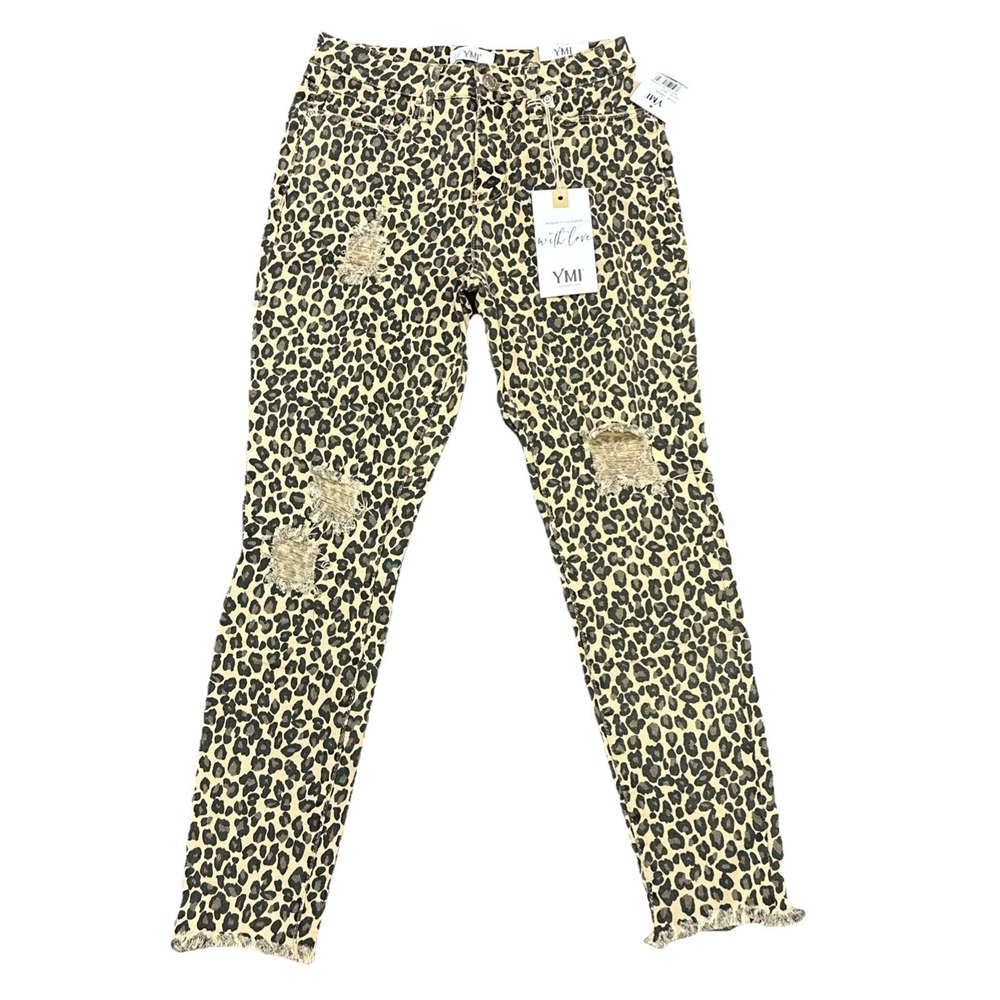 YMI Jeans Women's‎ 3 Ankle High Rise Skinny Leopard Print Stretch Jeans Size 26